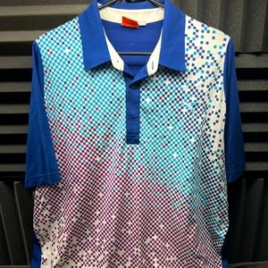 Puma Golf Polo Shirt XL Cool Cell Blue / Purple Graphic